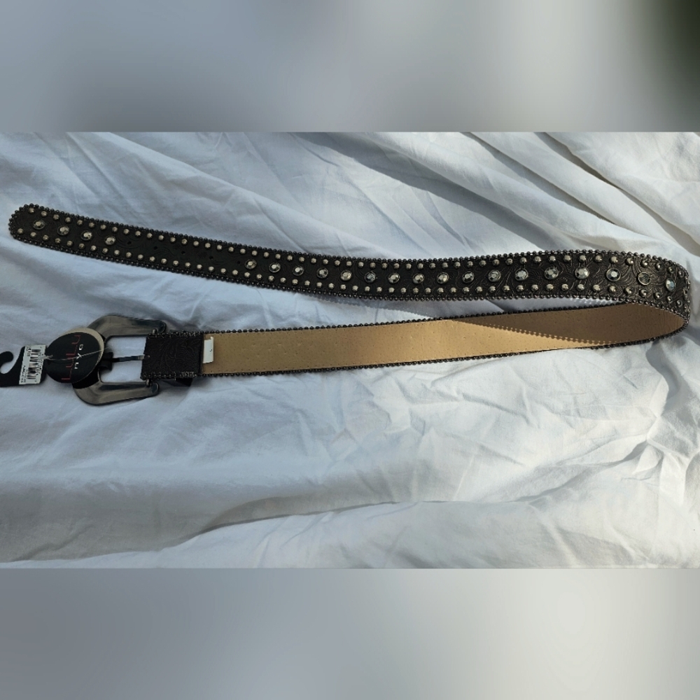 Dark Brown Western Style Belt With Bling